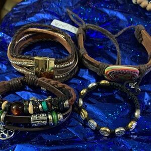 Brown & Gold Bracelet Leather Sets